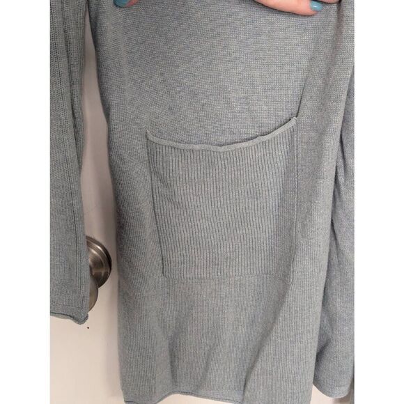 J. Jill Women's Long Open Front Pale Blue Knit Cardigan Sweater - Size L - Picture 4 of 7